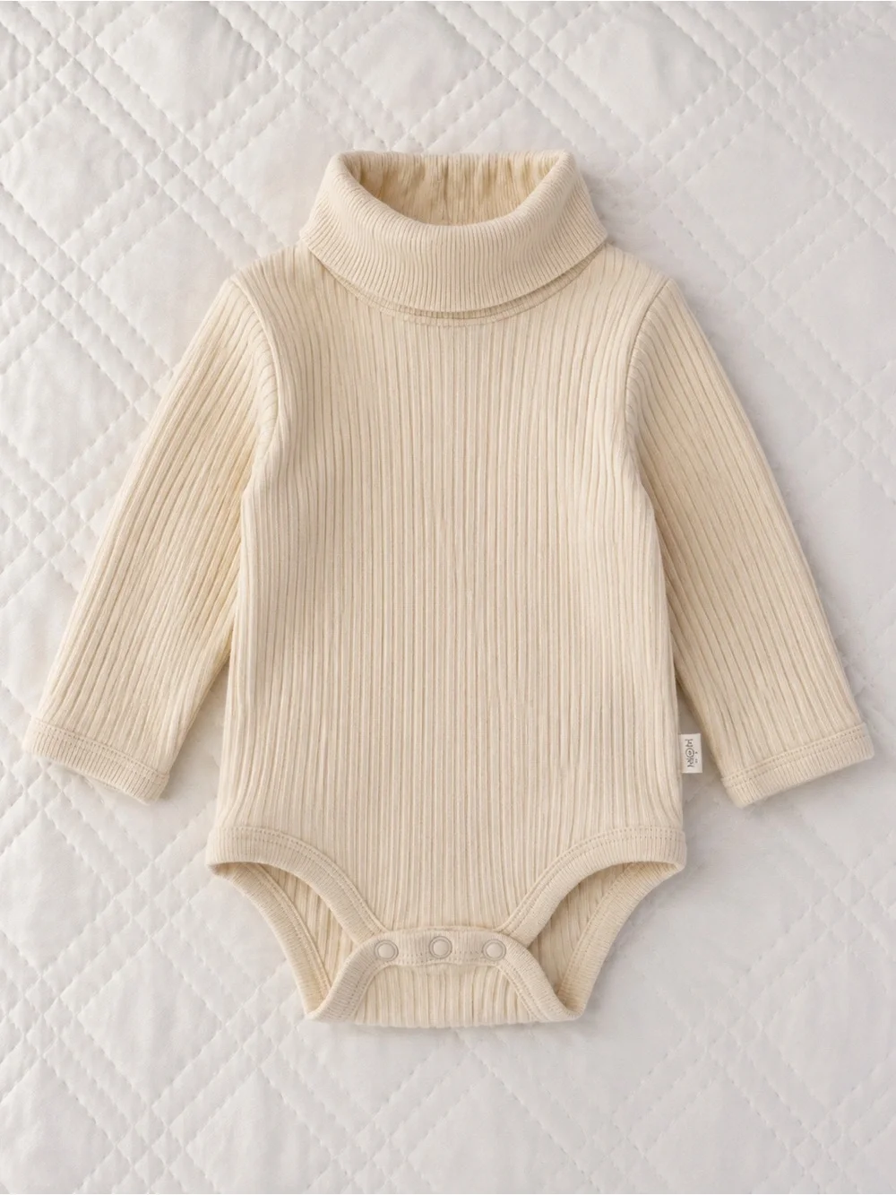 MORI Knitted Stripe Overall+ Ribbed Turtleneck Bodysuit 0-3M